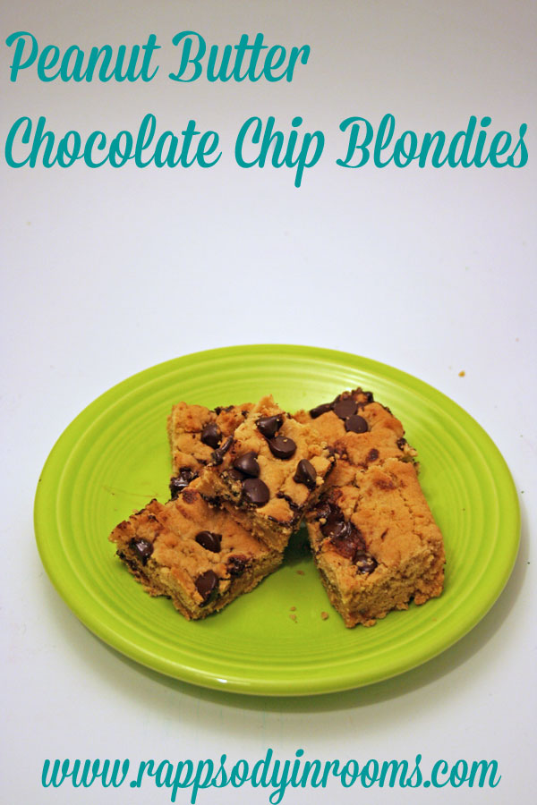 Peanut Butter Chocolate Chip Blondies | www.rappsodyinrooms.com
