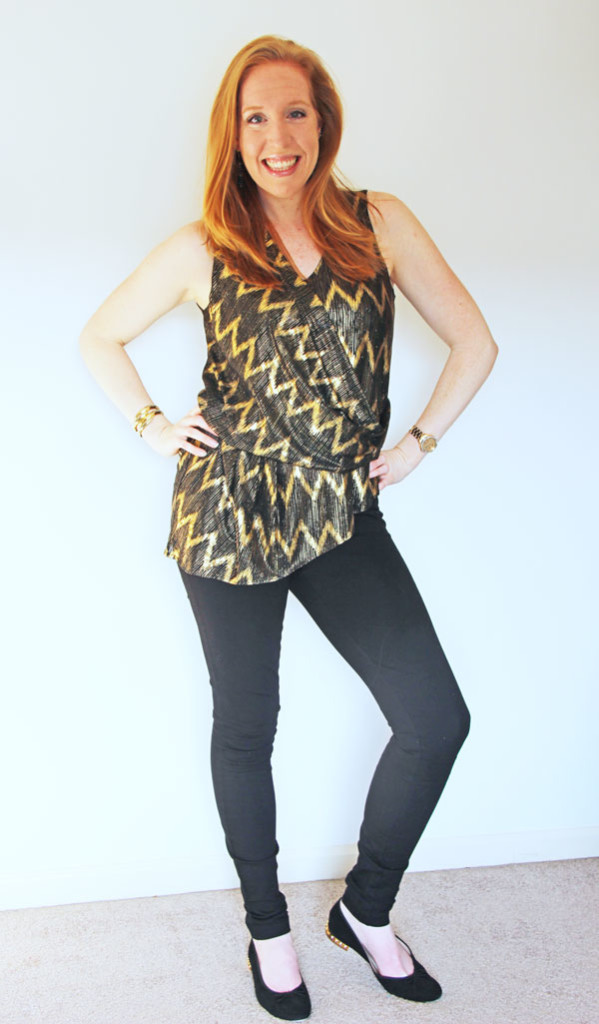 My March Stitch Fix Review with the Brandy Metallic Chevron Blouse by Skies are Blue | www.rhapsodyinrooms.com