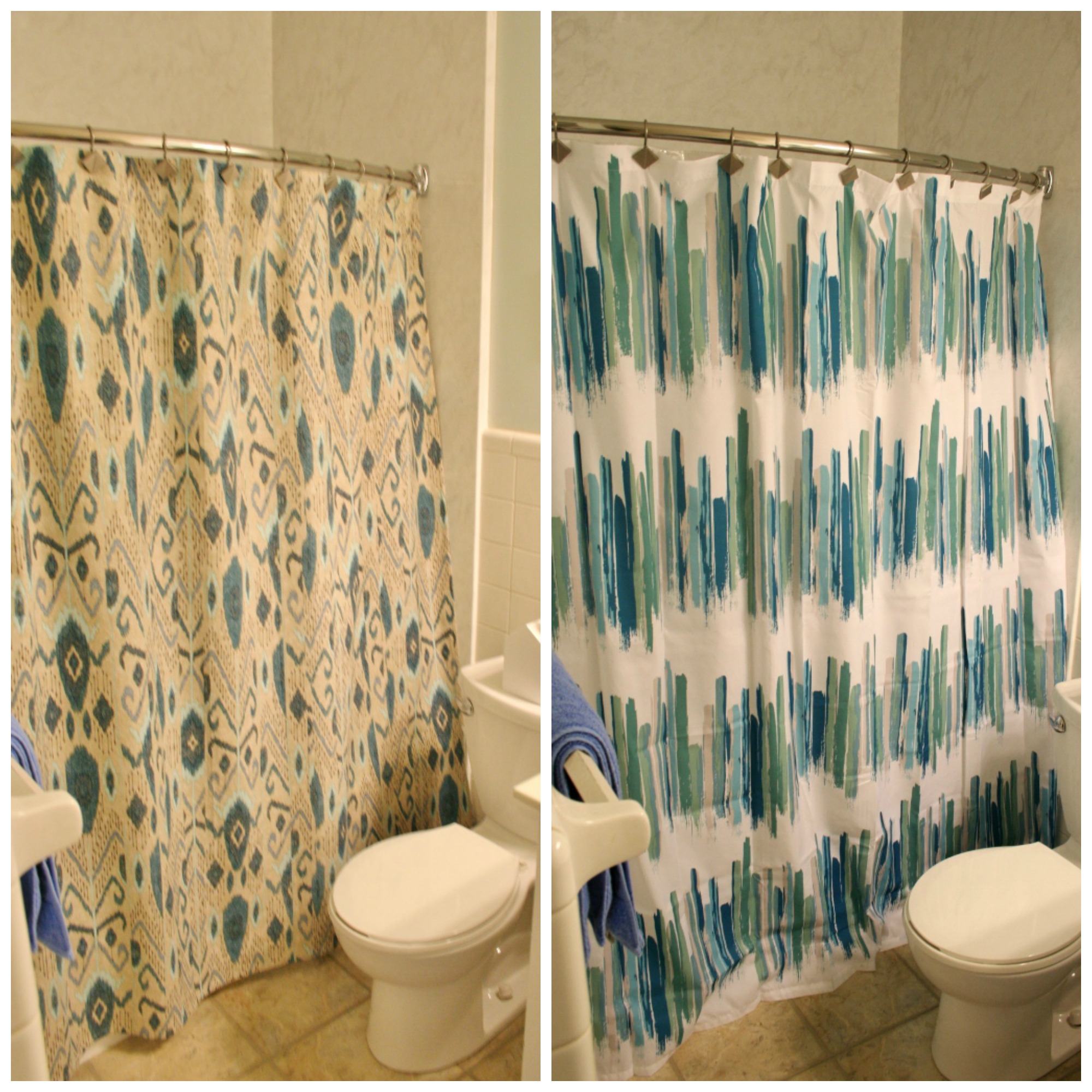 Shower Curtains: Ikat or Colorful Modern - Rhapsody in Rooms